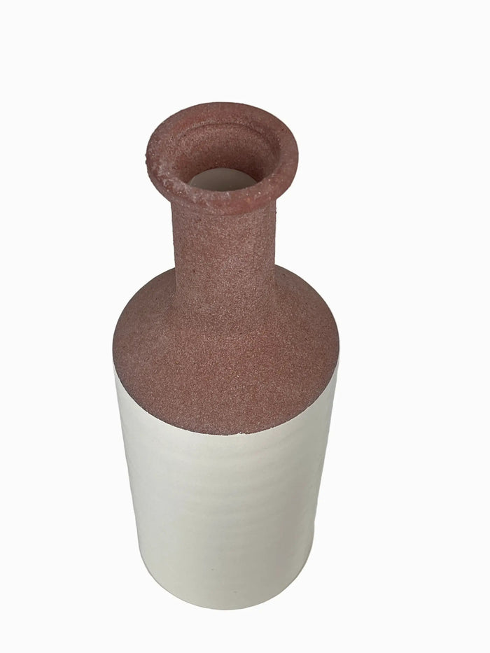 Deco Marché White Rust Ceramic Vase 5" x 15" - Vases Merchandise