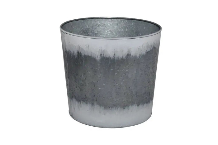 SNK White Wash Galvanized Pot 8"H x 9"D - Uncategorized Merchandise
