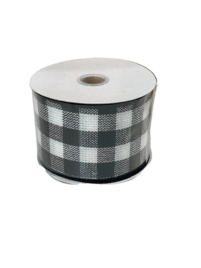 Jascotina Inc White/Black Buffalo Check Ribbon 2.5"X10 - Ribbon