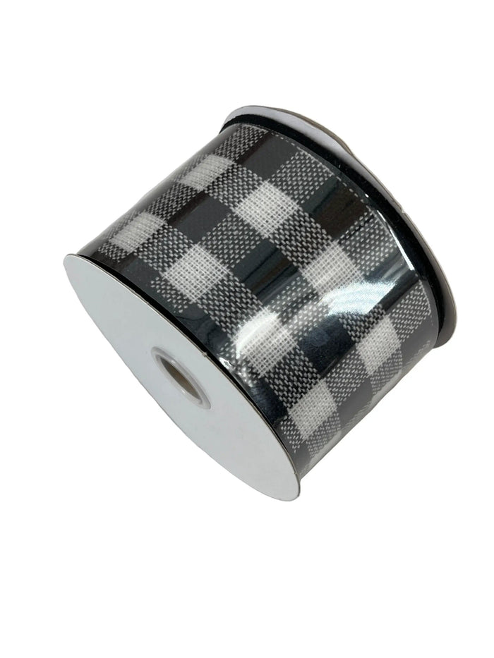 Jascotina Inc White/Black Buffalo Check Ribbon 2.5"X10 - Ribbon