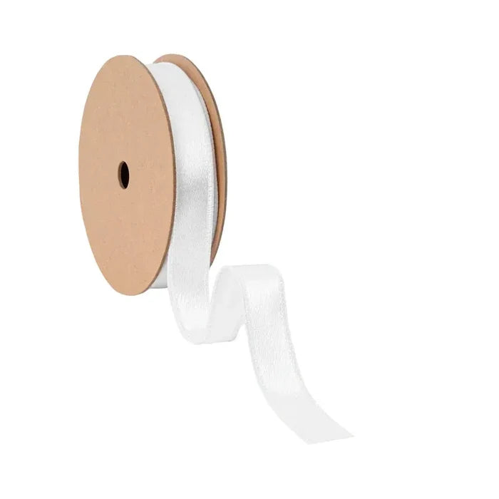 La Ribbons Wired Shimmer Satin Ribbon White with White Backing 1" x 10Yd - Satin Ribbons Ribbon