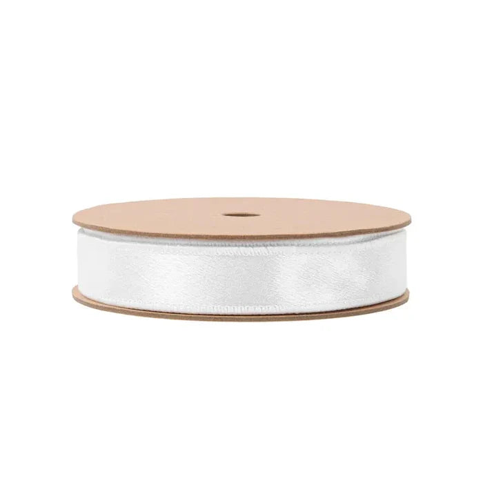 La Ribbons Wired Shimmer Satin Ribbon White with White Backing 1" x 10Yd - Satin Ribbons Ribbon