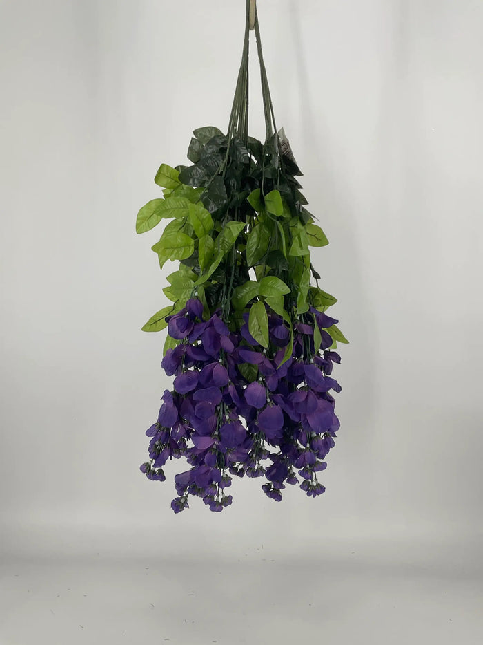 GSC Wisteria Hanging Bush Purple - Artificial Flowering Plants Silk