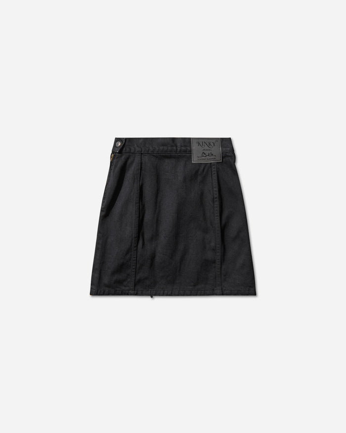 Hysteric Glamour Wmns Apple Panda Embroidered Side Lace-Up Denim Mini Skirt Multi Skirts Mini 01253AK01 96