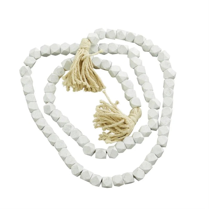Deco Marché Wood Bead Garland White 80"L - Garlands Merchandise