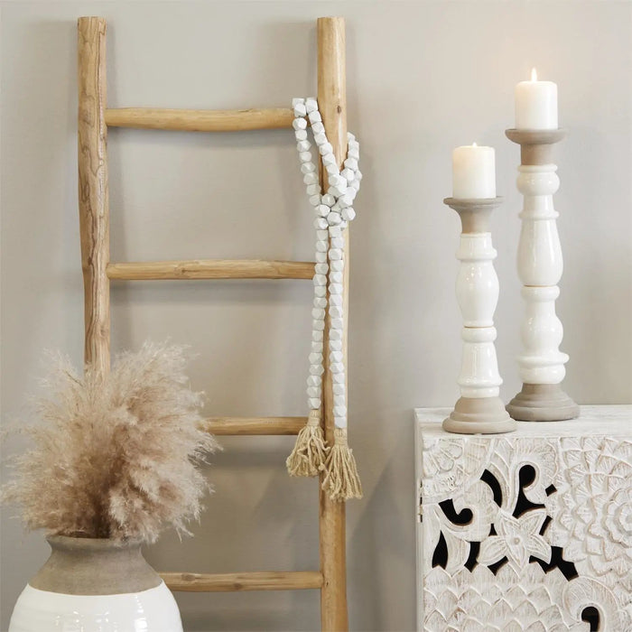 Deco Marché Wood Bead Garland White 80"L - Garlands Merchandise