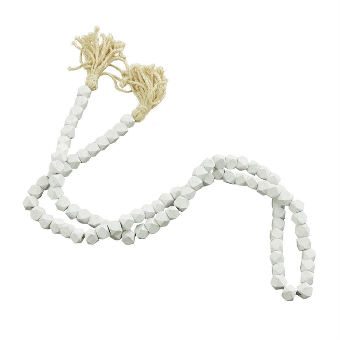 Deco Marché Wood Bead Garland White 80"L - Garlands Merchandise