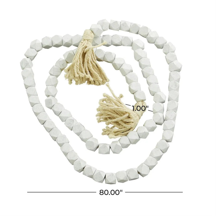 Deco Marché Wood Bead Garland White 80"L - Garlands Merchandise