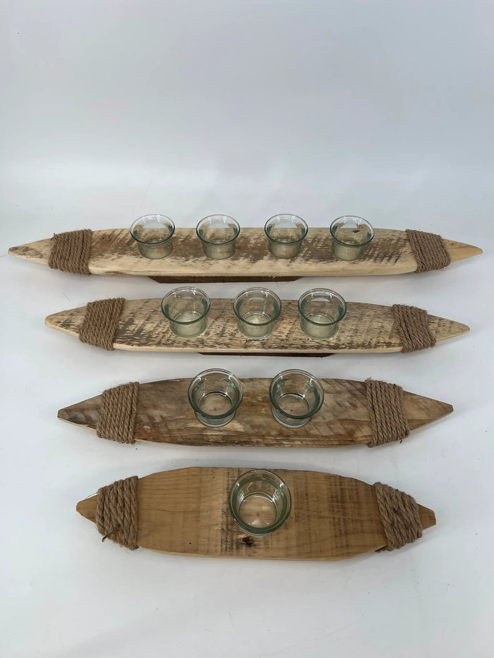 Kalalou Wood Boat Tea Light XL 27” - Candle Holders Merchandise