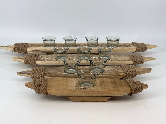 Kalalou Wood Boat Tea Light XL 27” - Candle Holders Merchandise