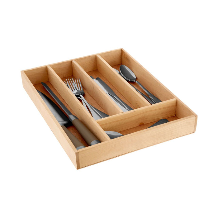 Wooden 5 Compartment Kitchen Organisation Cutlery Tray 30 x 38cm - Modern Home Interiors