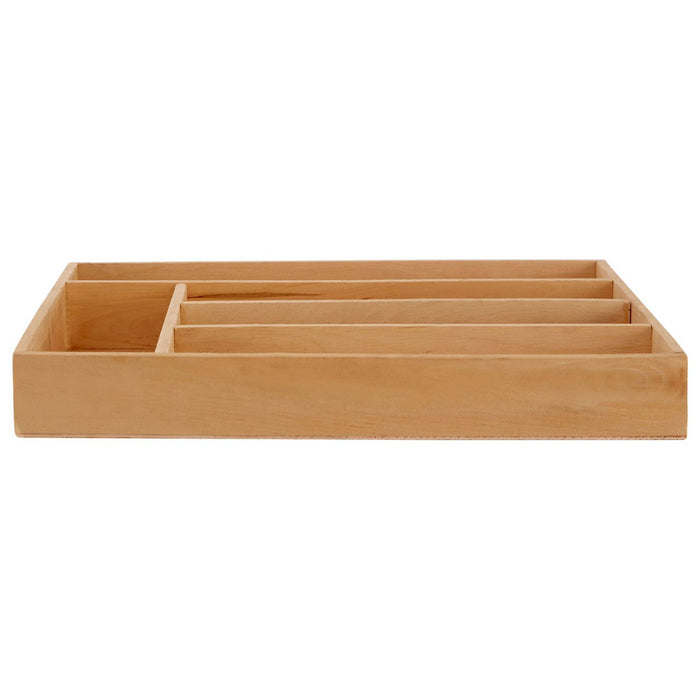 Wooden 5 Compartment Kitchen Organisation Cutlery Tray 30 x 38cm - Modern Home Interiors
