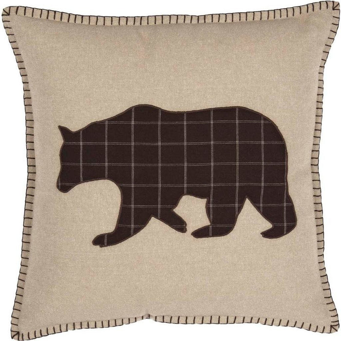 Wyatt Bear Applique Pillow 18" Filled - Primitive Star Quilt Shop