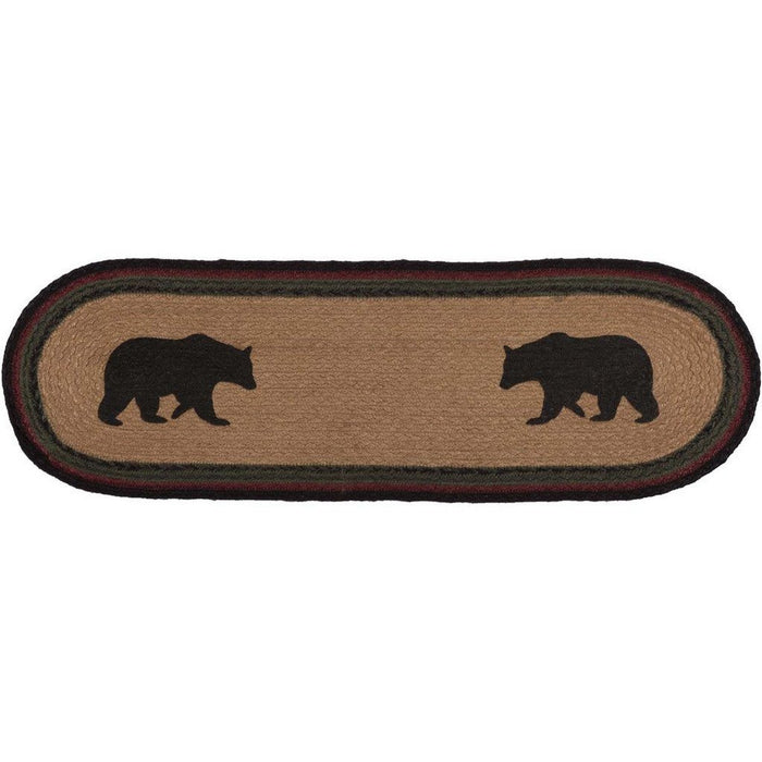 Wyatt Bear Oval Braided Stair Tread Latex Backed 8.5x27" - Primitive Star Quilt Shop
