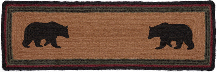 Wyatt Bear Rectangle Braided Stair Tread Latex Backed 8.5x27" - Primitive Star Quilt Shop