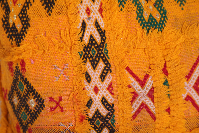 Yellow Moroccan pillow 14.5 INCHES X 15.3 INCHES - kilim pillow